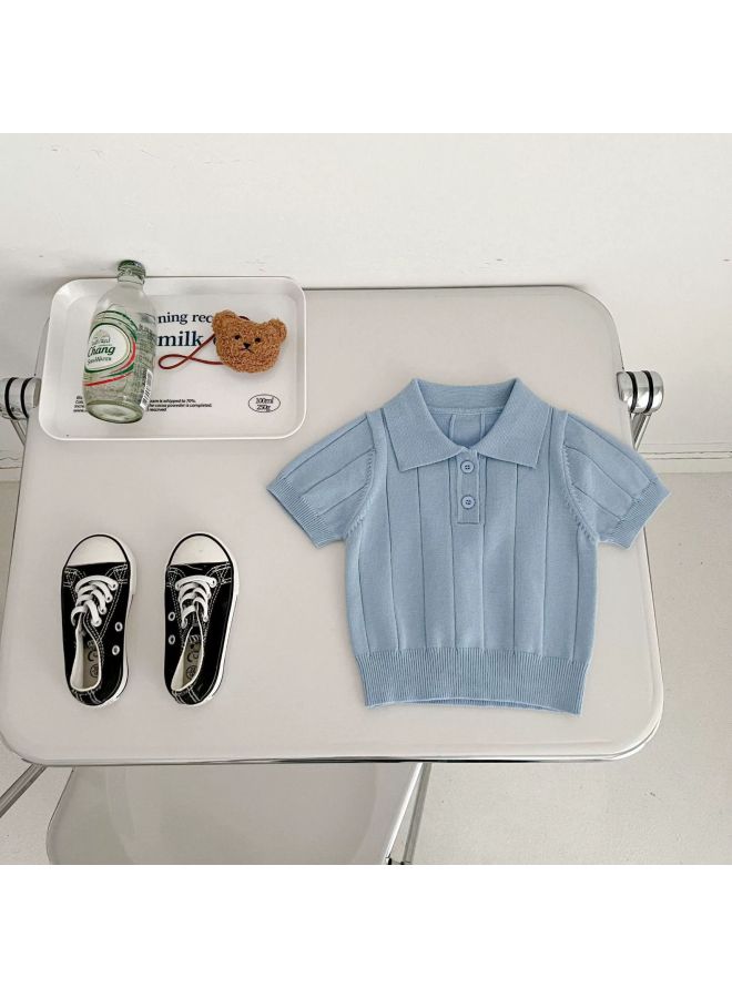Korean-style Spring/summer Infant And Toddler Knitwear, Thin Summer Top, Lapel Children's over, Durable