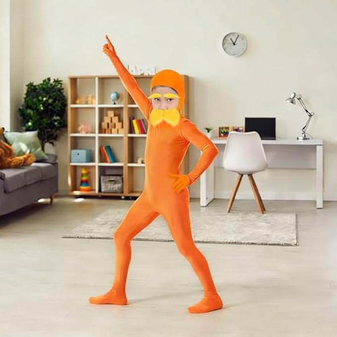LORAX COSTUME, ONE PIECE SUIT FOR WOMEN AND MEN, UNISEX ONE PIECE COSTUME, ADULT FANCY DRESS, HALLOWEEN AND CARNIVAL WITH FACE OPENING, INCLUDES BEARD - Image 5