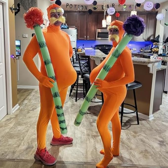 LORAX COSTUME, ONE PIECE SUIT FOR WOMEN AND MEN, UNISEX ONE PIECE COSTUME, ADULT FANCY DRESS, HALLOWEEN AND CARNIVAL WITH FACE OPENING, INCLUDES BEARD - Image 4