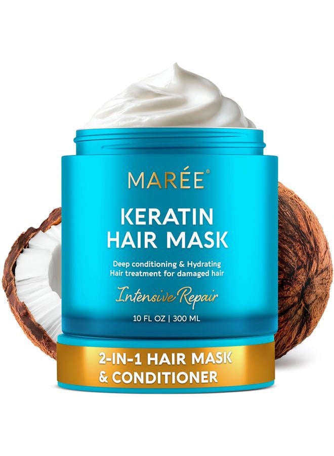 MAREE Deep Conditioning Hair Mask for Damaged Hair Treatment - Keratin Hair Care for Hydrating Growth Repair Moisturizing - Dry Curly Color Refreshing - Tratamiento Mascarilla Para el Cabello Seco - Image 1