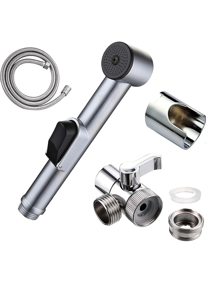 The Bros رشاش بيديت للمرحاض، صنبور بيديت للحمام لرش تنظيف المرحاض رأس دش خرطوم مع حامل لغسل الملابس الشخصية، حفاضات، دوش - Image 1