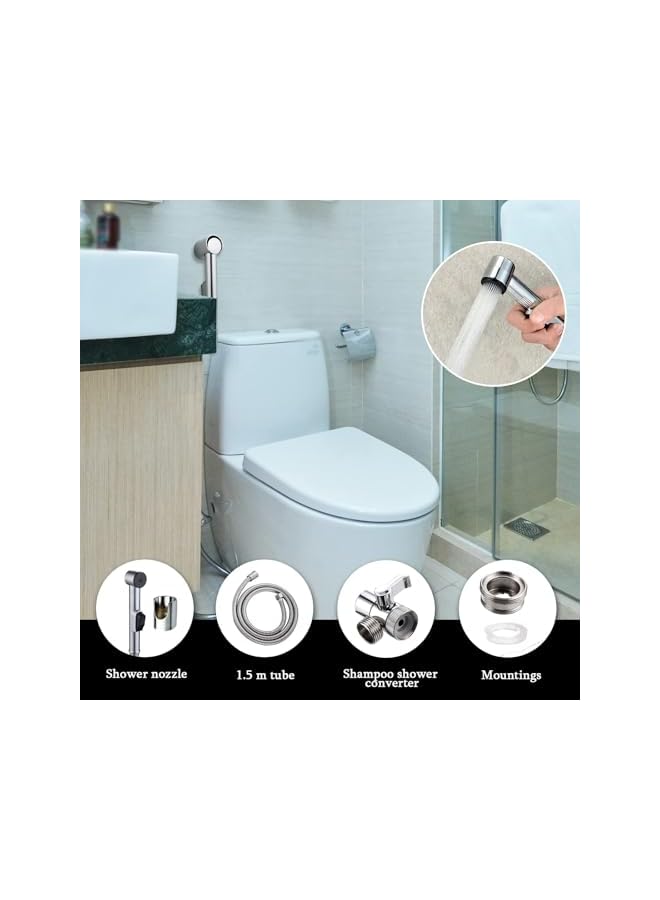 The Bros رشاش بيديت للمرحاض، صنبور بيديت للحمام لرش تنظيف المرحاض رأس دش خرطوم مع حامل لغسل الملابس الشخصية، حفاضات، دوش - Image 2