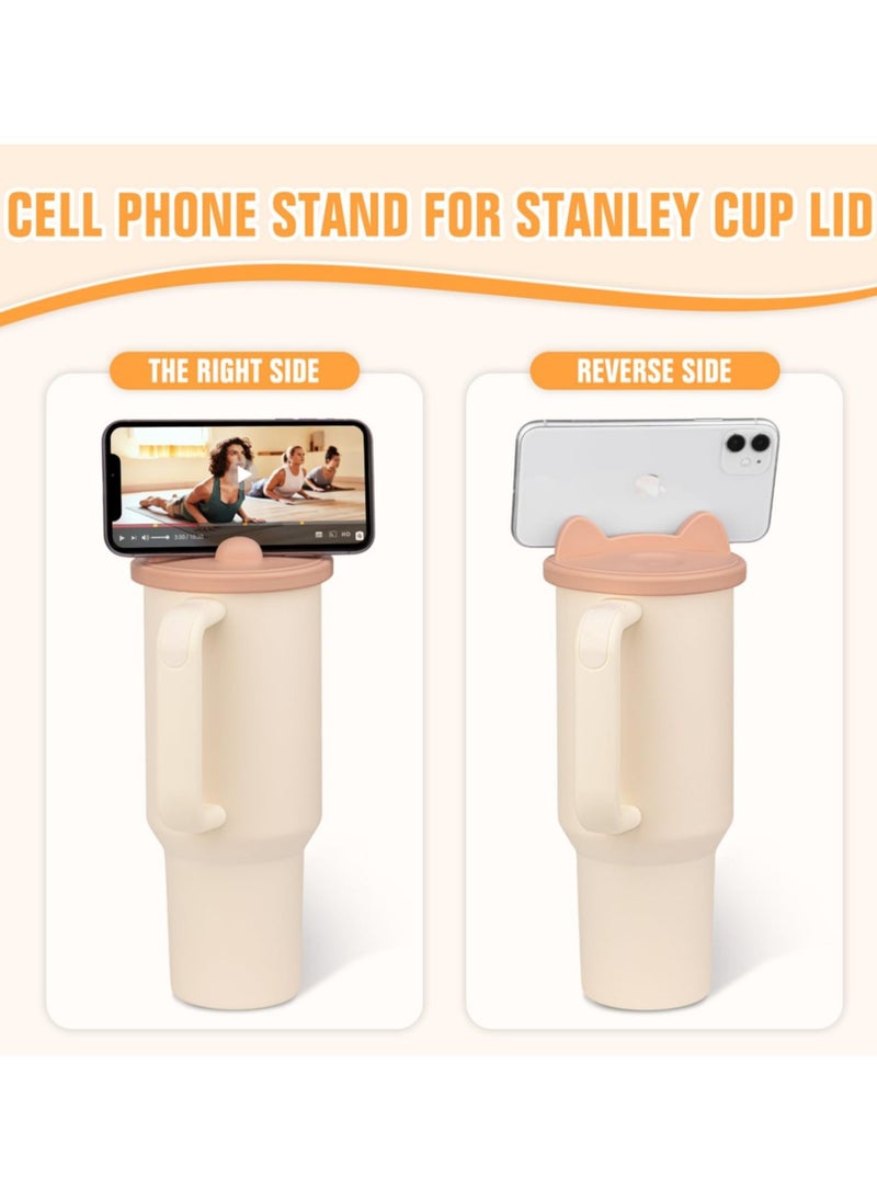 Generic - 40 oz Tumbler Lid Replacement Fit for Stanley Cup Silicone Multi-functional Cell Phone Holder Spill Proof Tumbler Covers for Stanley Cup Accessories for Stanley Quencher Travel Tumbler,Pink - Image 1