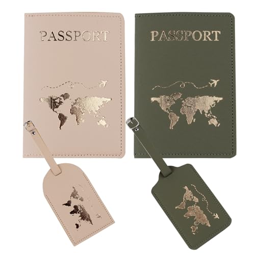 Snogisa Passport Wallets Travel Holder Set,Passport Case,newlywed travel gifts for Couples,Honeymoon gift,Slim Passport Case Covers and Organizer Slots Couple Travel Luggage Tags,Bridal Shower Gift - Image 1