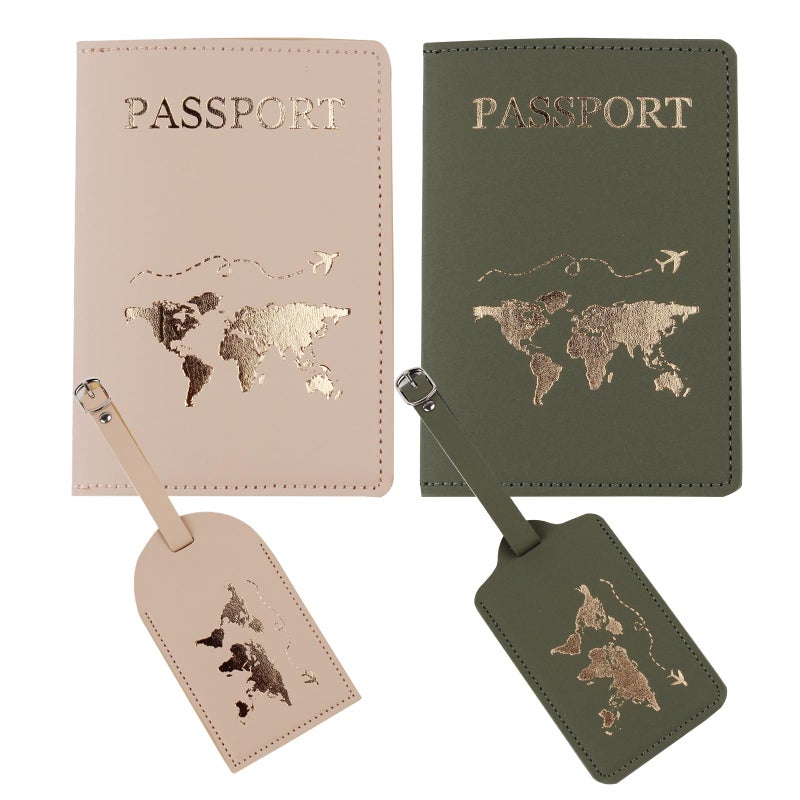 Snogisa Passport Wallets Travel Holder Set,Passport Case,newlywed travel gifts for Couples,Honeymoon gift,Slim Passport Case Covers and Organizer Slots Couple Travel Luggage Tags,Bridal Shower Gift - Image 2