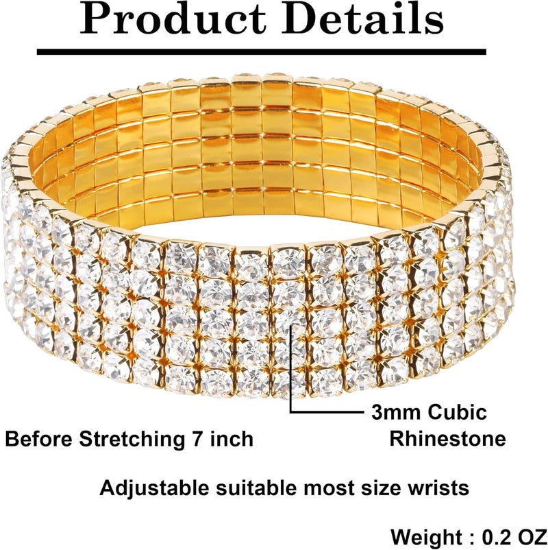 Zealmer Sparkle Multicolor Rhinestone Stackable Stretch Bracelets for Women - Image 2