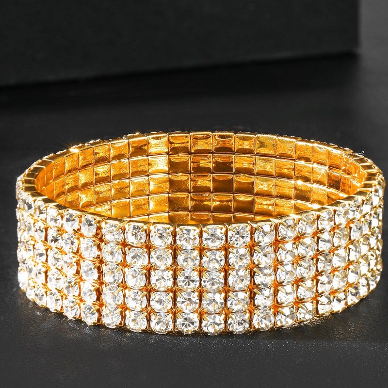 Zealmer Sparkle Multicolor Rhinestone Stackable Stretch Bracelets for Women - Image 5