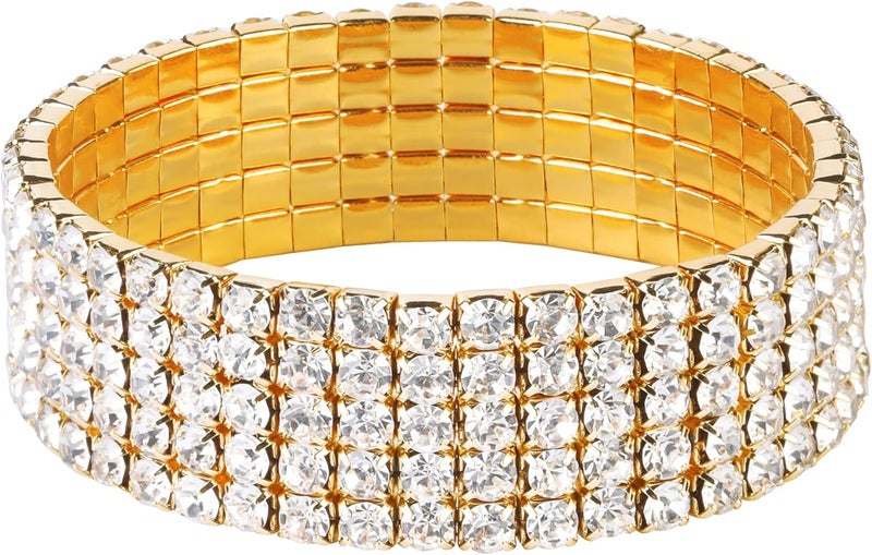 Zealmer Sparkle Multicolor Rhinestone Stackable Stretch Bracelets for Women - Image 1