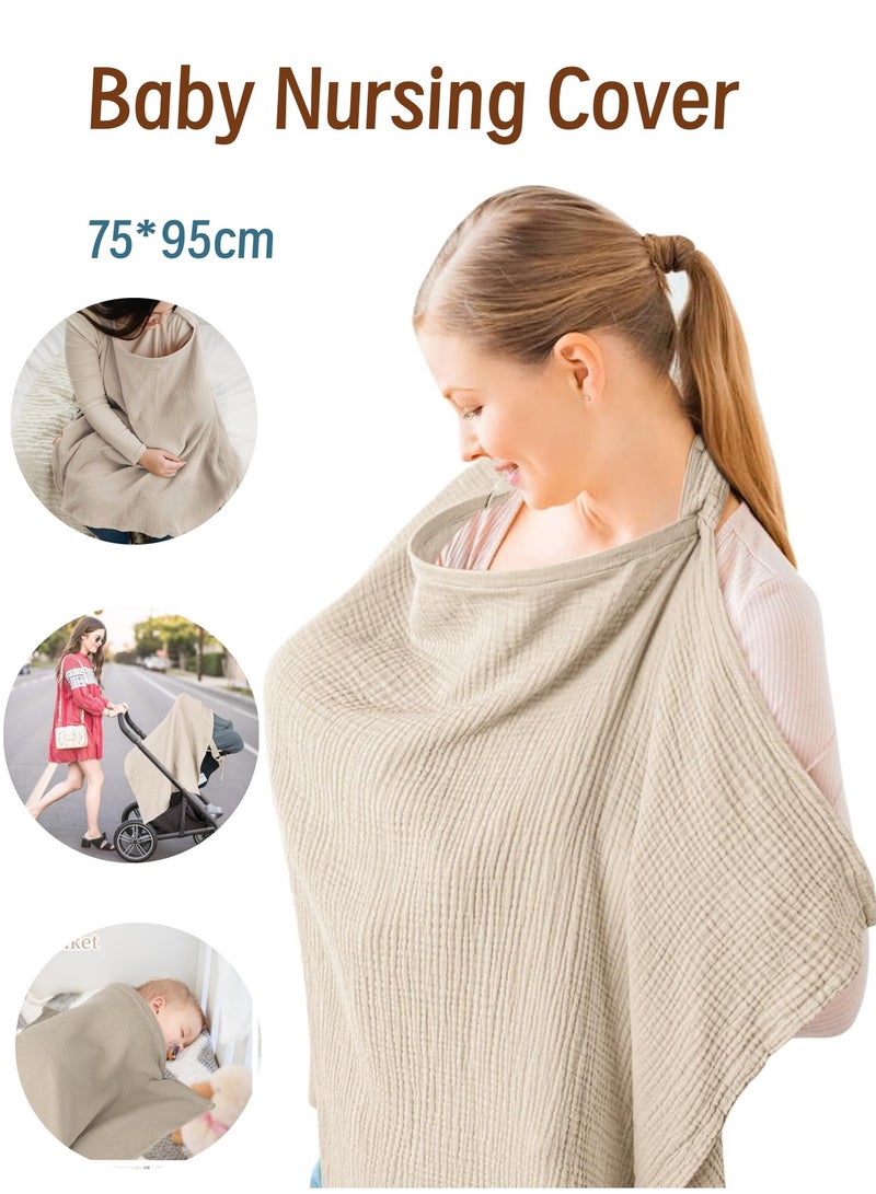 MJZ Nursing Cover for Baby Breastfeeding, Breathable Lactation Apron 100% Cotton Breastfeeding Cover Lactation Scarf Shawl with Rigid Hoop for Mother Nursing Apron Nursing Shawl - Image 1