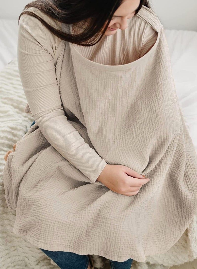 MJZ Nursing Cover for Baby Breastfeeding, Breathable Lactation Apron 100% Cotton Breastfeeding Cover Lactation Scarf Shawl with Rigid Hoop for Mother Nursing Apron Nursing Shawl - Image 3