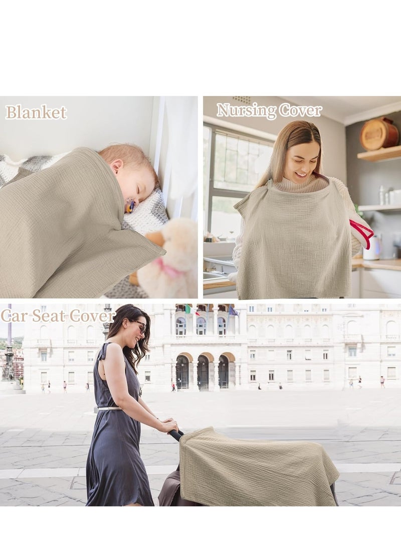 MJZ Nursing Cover for Baby Breastfeeding, Breathable Lactation Apron 100% Cotton Breastfeeding Cover Lactation Scarf Shawl with Rigid Hoop for Mother Nursing Apron Nursing Shawl - Image 5