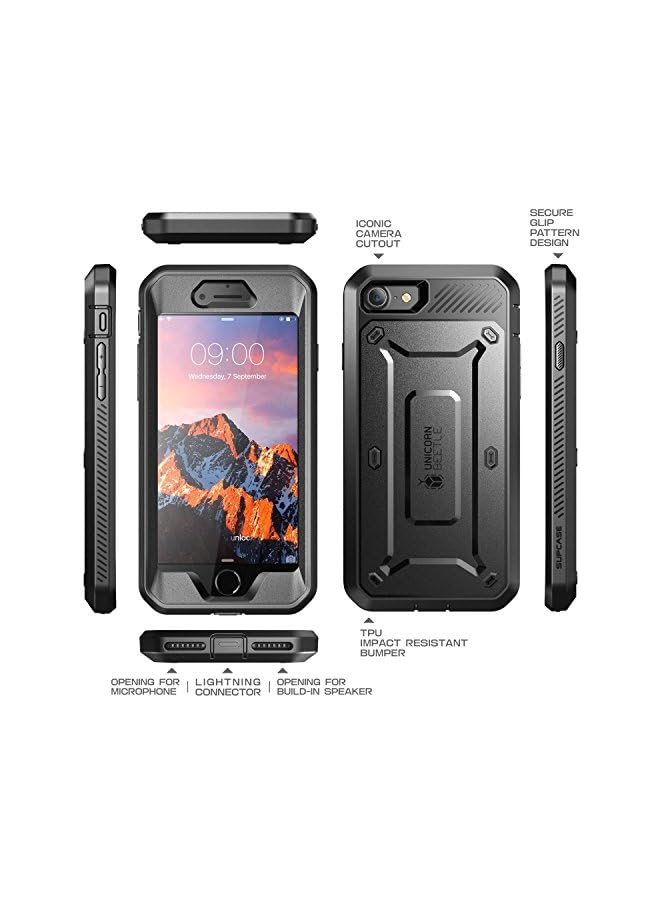 SupCase Unicorn Beetle Pro Series Case Designed for iPhone SE 2nd generation (2020)/iPhone 7/iPhone 8, Full-Body Rugged Holster Case with Built-In Screen Protector (Black) - Image 5