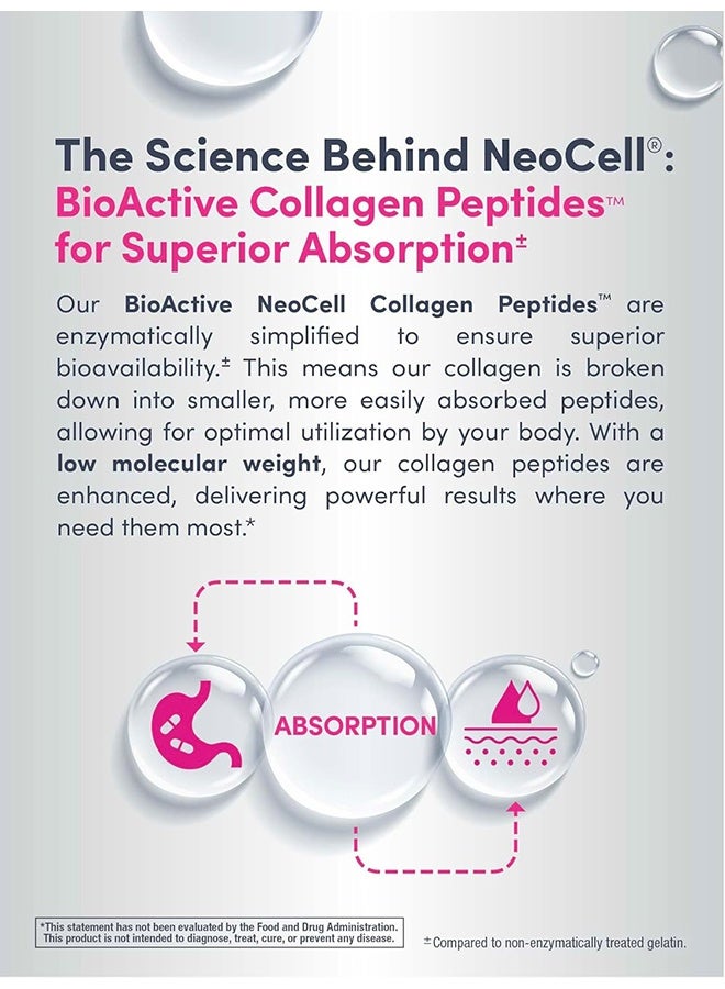 نيوسيل Neocell Grassfed Collagen Peptides + Vitamin C + Biotin | 6g Collagen Type 1 & 3 | 5,000mcg Biotin | Supports Healthy Hair, Skin, Nail & Joints | 360 Tablets - 2 Months Supply - Image 3
