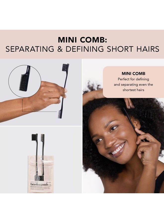 Kitsch Double-Sided Edge Fixer and Hair Styling Brush Set - Soft Nylon Bristles, Dual Edges for Grooming and Taming Flyaways, Combo Pack 2 Pieces (Black) - Image 5