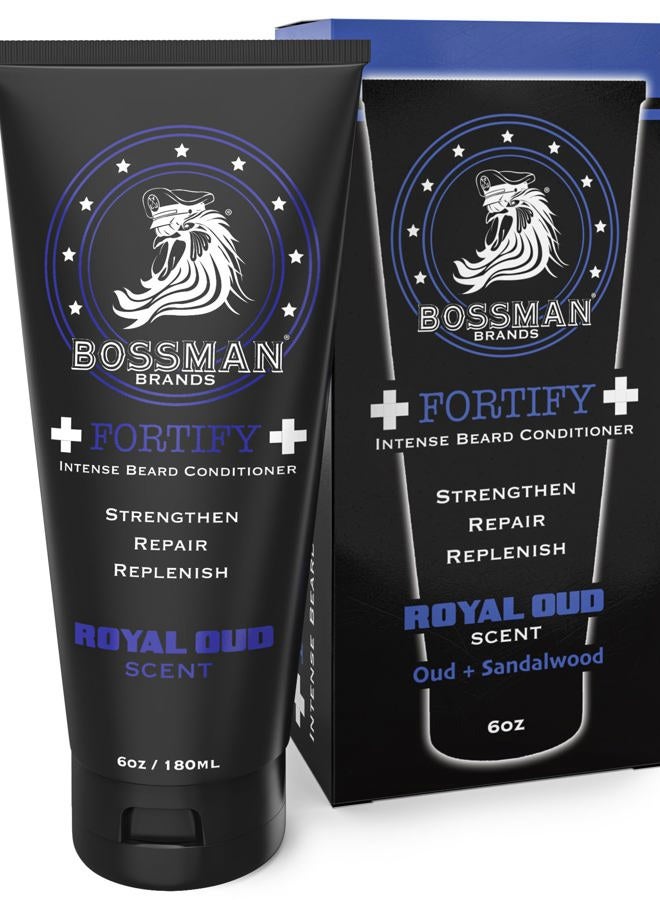 bossman Fortify Intense Beard Conditioner for Men (Royal Oud Scent) – Moisturizes, Replenishes & Protects with Natural Ingredients – Thicker Formula, Made in USA - Image 1