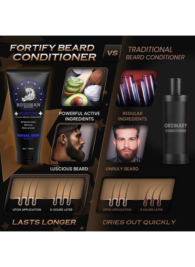 bossman Fortify Intense Beard Conditioner for Men (Royal Oud Scent) – Moisturizes, Replenishes & Protects with Natural Ingredients – Thicker Formula, Made in USA - Image 3