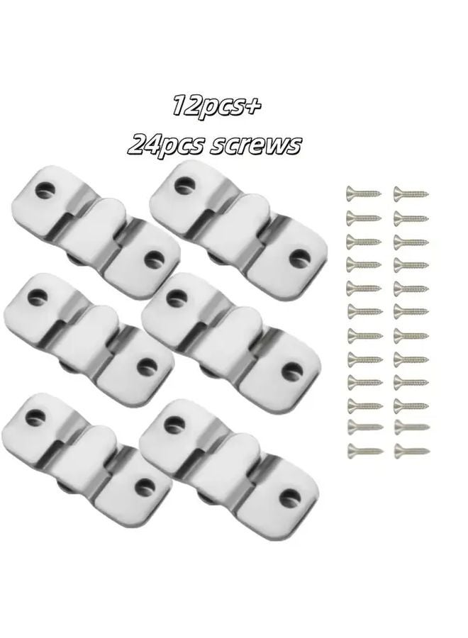 12pcs Small Stainless Steel Z Brackets Heavy Duty Interlocking Frame Hooks Shelf Supports - Image 1