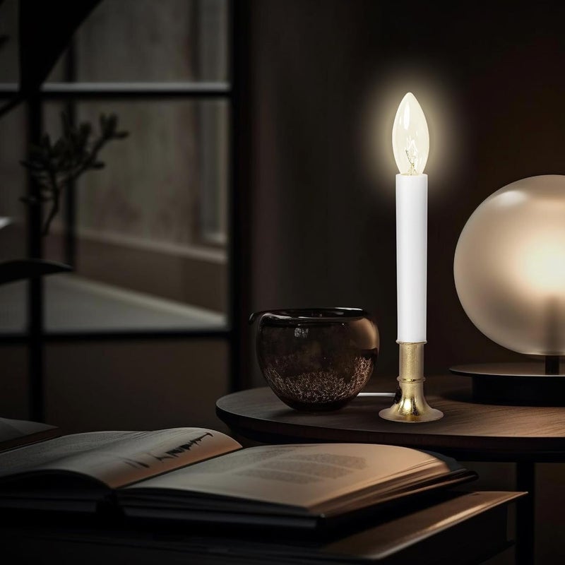 Creative Hobbies Electric Window Candle Lamp with LED Bulb, Brass Plated Base, Dusk to Dawn Sensor Turns Candle on in Dark and Off in Light, Ready to Use! (LED) - Image 5
