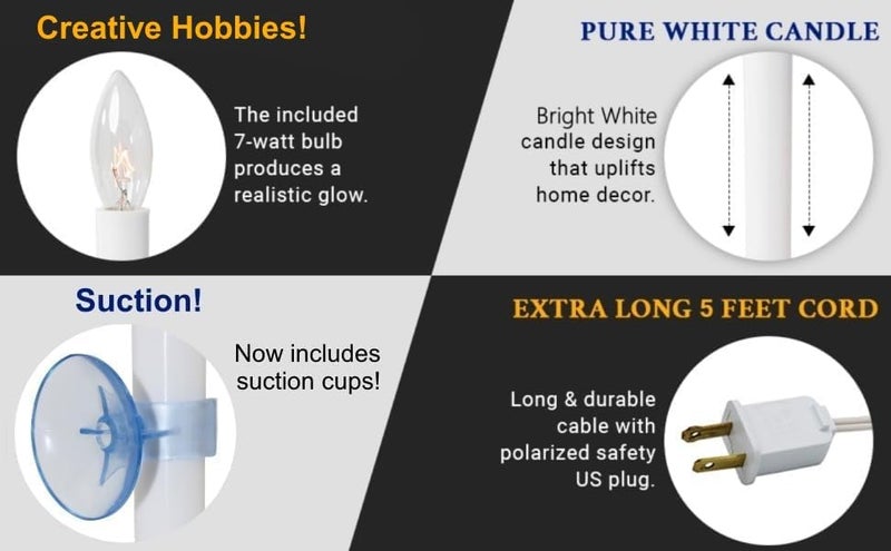 Creative Hobbies Electric Window Candle Lamp with LED Bulb, Brass Plated Base, Dusk to Dawn Sensor Turns Candle on in Dark and Off in Light, Ready to Use! (LED) - Image 4