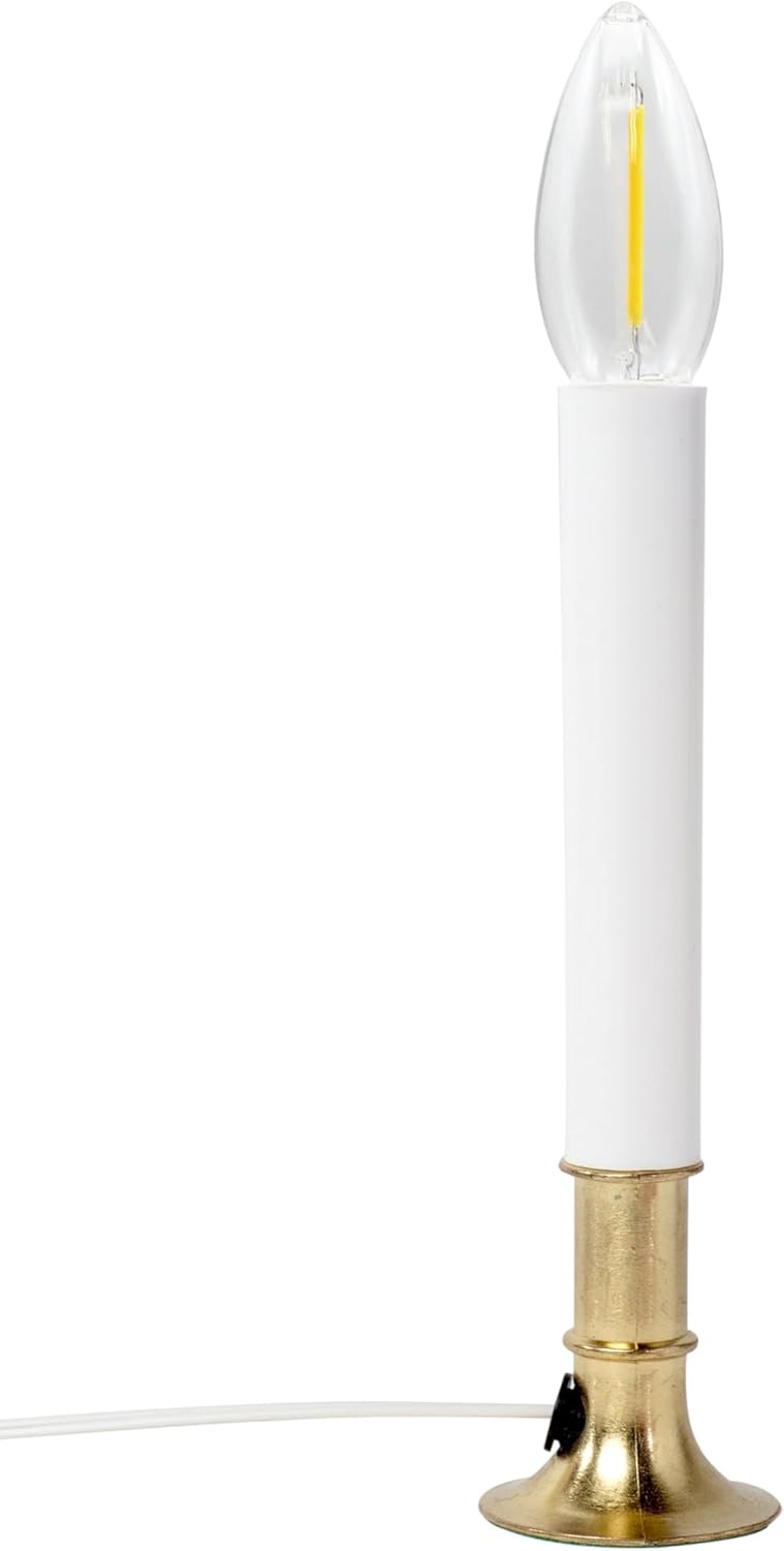 Creative Hobbies Electric Window Candle Lamp with LED Bulb, Brass Plated Base, Dusk to Dawn Sensor Turns Candle on in Dark and Off in Light, Ready to Use! (LED) - Image 2