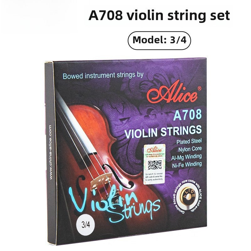 Alice Alice violin strings 4/4 3/4 1/2 steel core violin strings nylon string set strings(A708 [3/4] contains 5 strings and one more E string) - Image 1