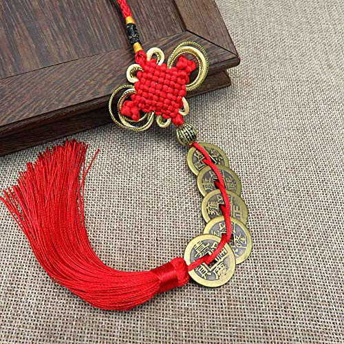 DDJYP 2 Pcs(8 Coins) Chinese Feng Shui Lucky Coins Brass Money Coins with Red Enless Knot Decoration for Longevity Travel Safely Wealth Success Luck Chinese New Year Emperor Money Home Office Decorations - Image 2