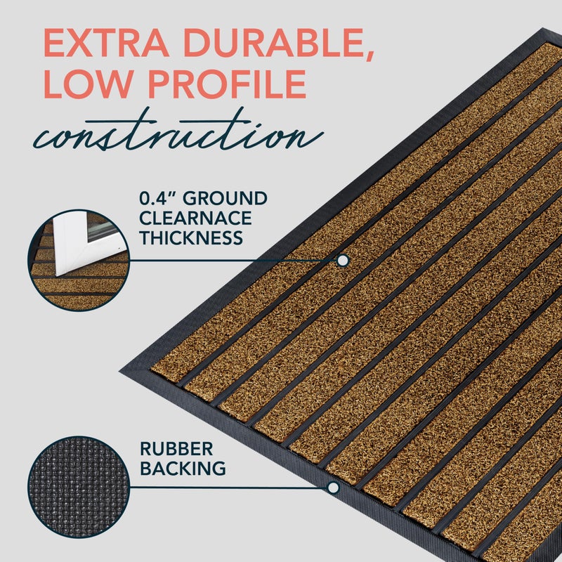 ubdyo Extra Durable Door Mat - Dirt Trapping Outdoor Welcome Mats - Non-Slip Outdoor Indoor Entrance - Low Profile Front Doormat (36" x 24", Bright Brown) - Image 4