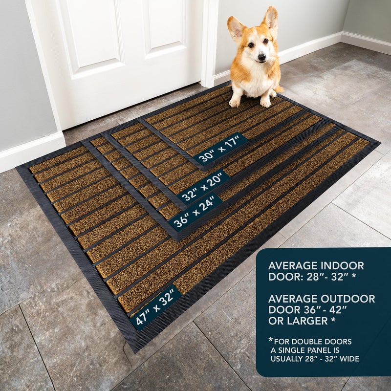ubdyo Extra Durable Door Mat - Dirt Trapping Outdoor Welcome Mats - Non-Slip Outdoor Indoor Entrance - Low Profile Front Doormat (36" x 24", Bright Brown) - Image 3