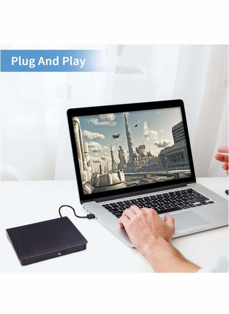 Excefore - External DVD Drive USB 3.0 Type-C USB C Portable DVD Player for Laptop CD DVD +/-RW Disk Drive CD ROM Burner Writer CD/DVD Burner Reader Compatible with Laptop Desktop Windows Linux OS Apple MacBook - Image 1