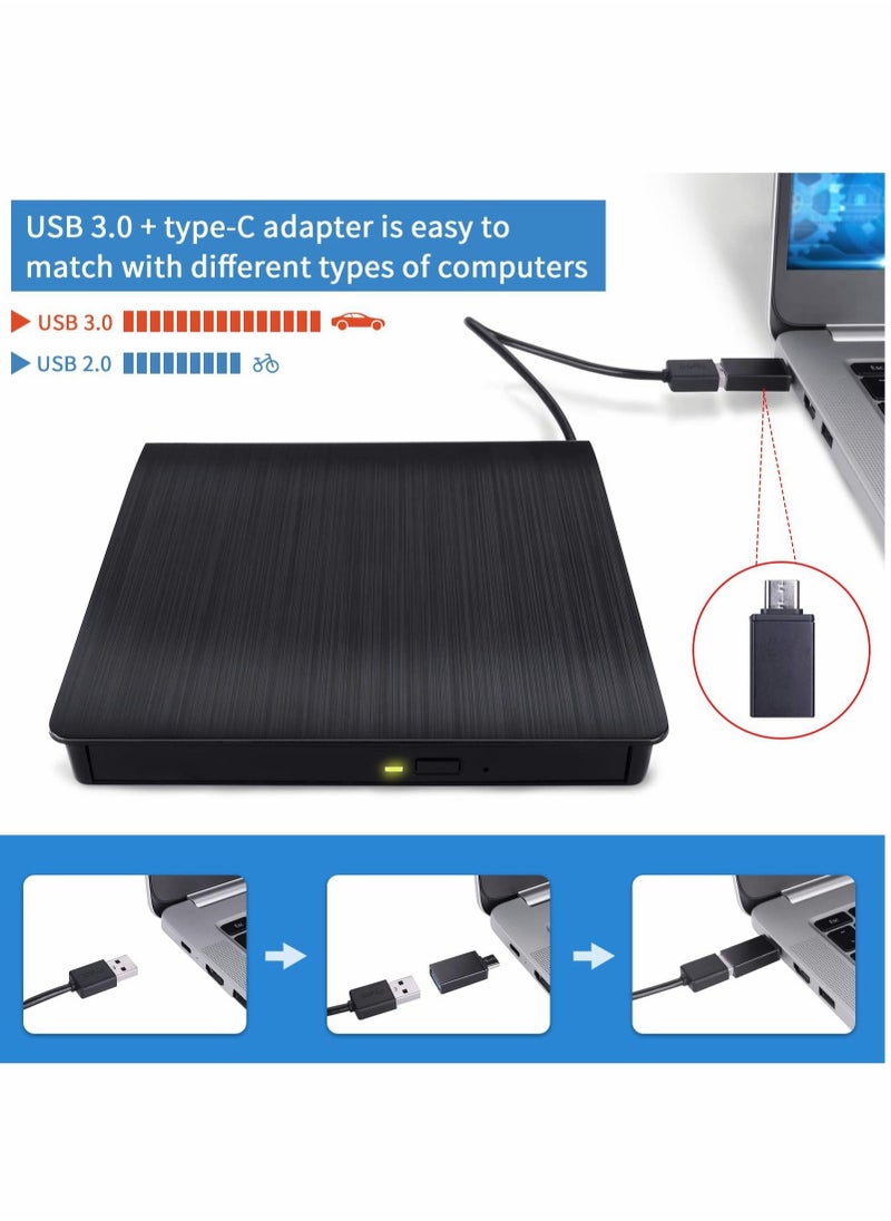 Excefore - External DVD Drive USB 3.0 Type-C USB C Portable DVD Player for Laptop CD DVD +/-RW Disk Drive CD ROM Burner Writer CD/DVD Burner Reader Compatible with Laptop Desktop Windows Linux OS Apple MacBook - Image 1