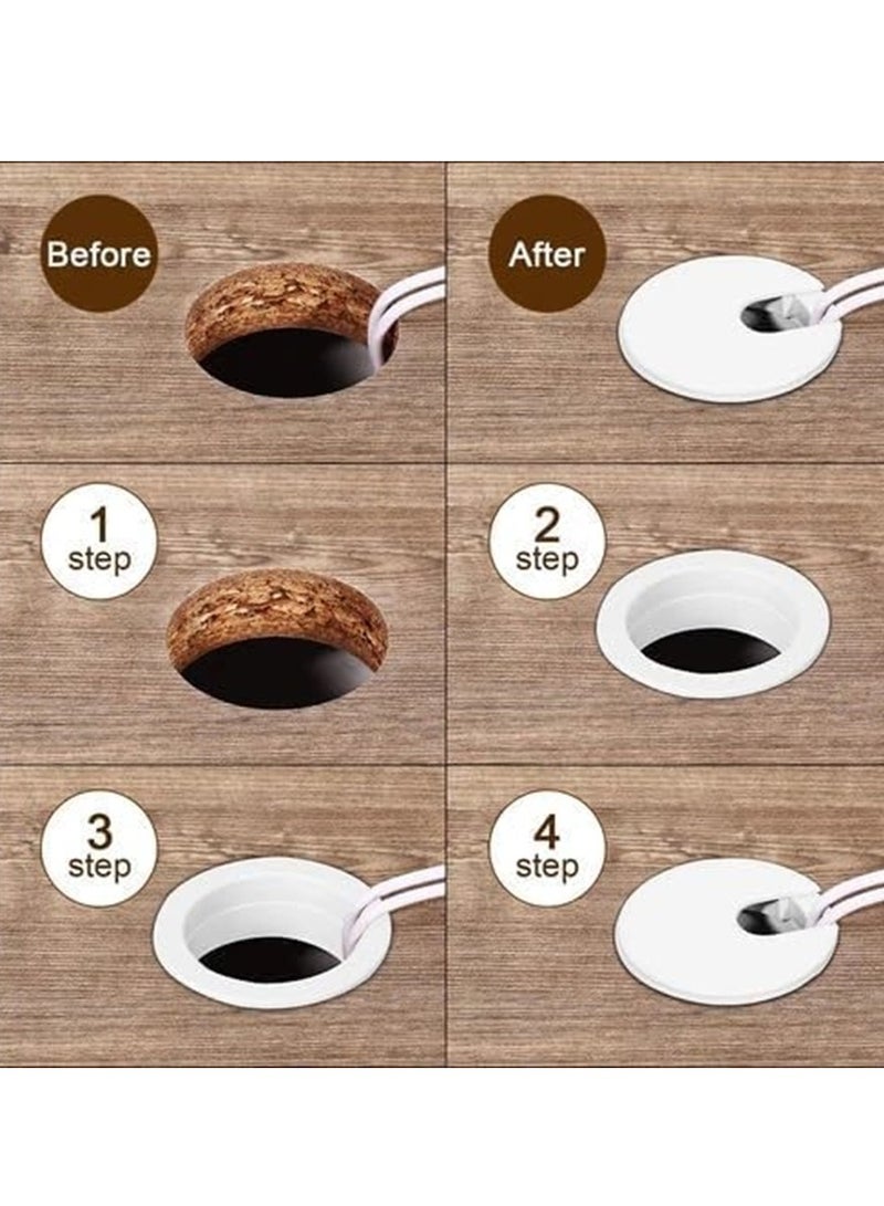 Qusai Trading Est. Desk Cable Grommet Cover - Neatly Organize Wires on Your Computer Desk or Workstation - Durable ABS Plastic (70mm, White) - Image 3