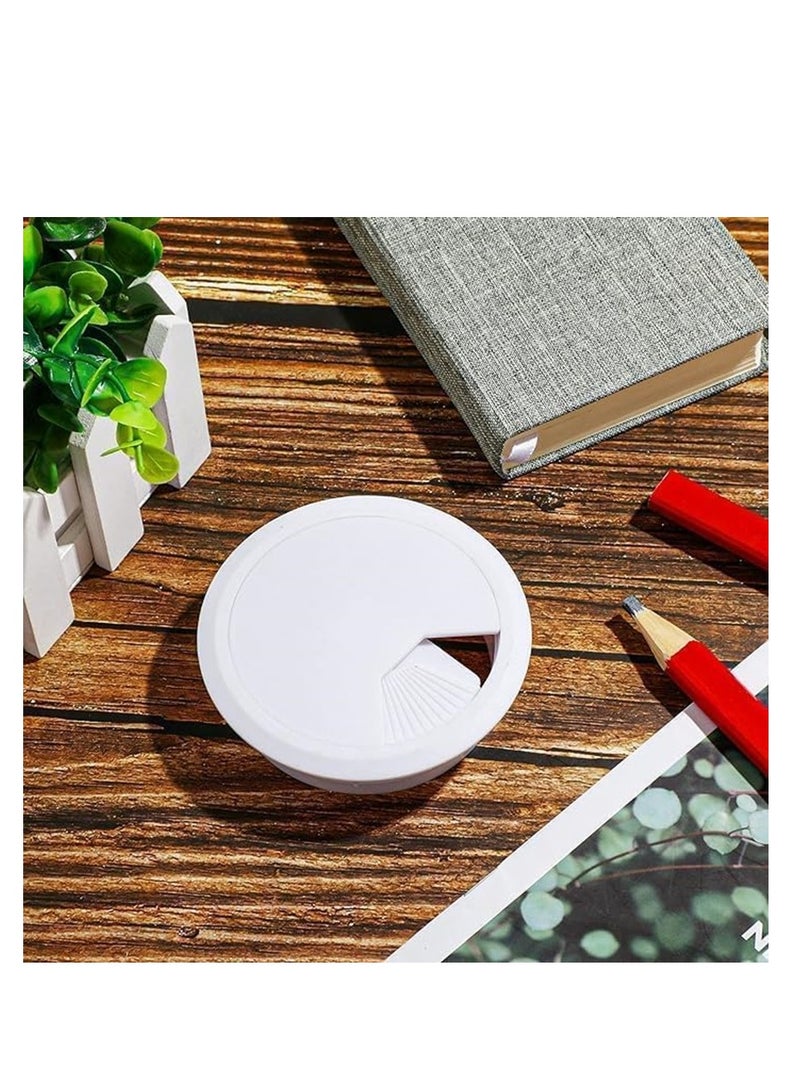Qusai Trading Est. Desk Cable Grommet Cover - Neatly Organize Wires on Your Computer Desk or Workstation - Durable ABS Plastic (70mm, White) - Image 4