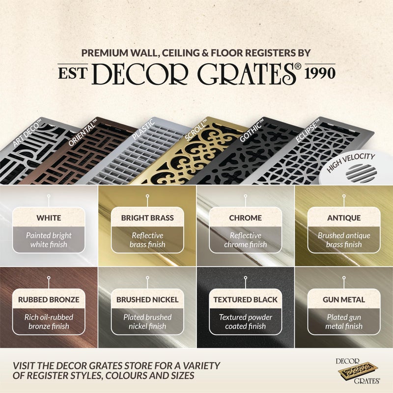 Decor Grates FS410-WH Scroll Design Floor Register,4x10, White - Image 2