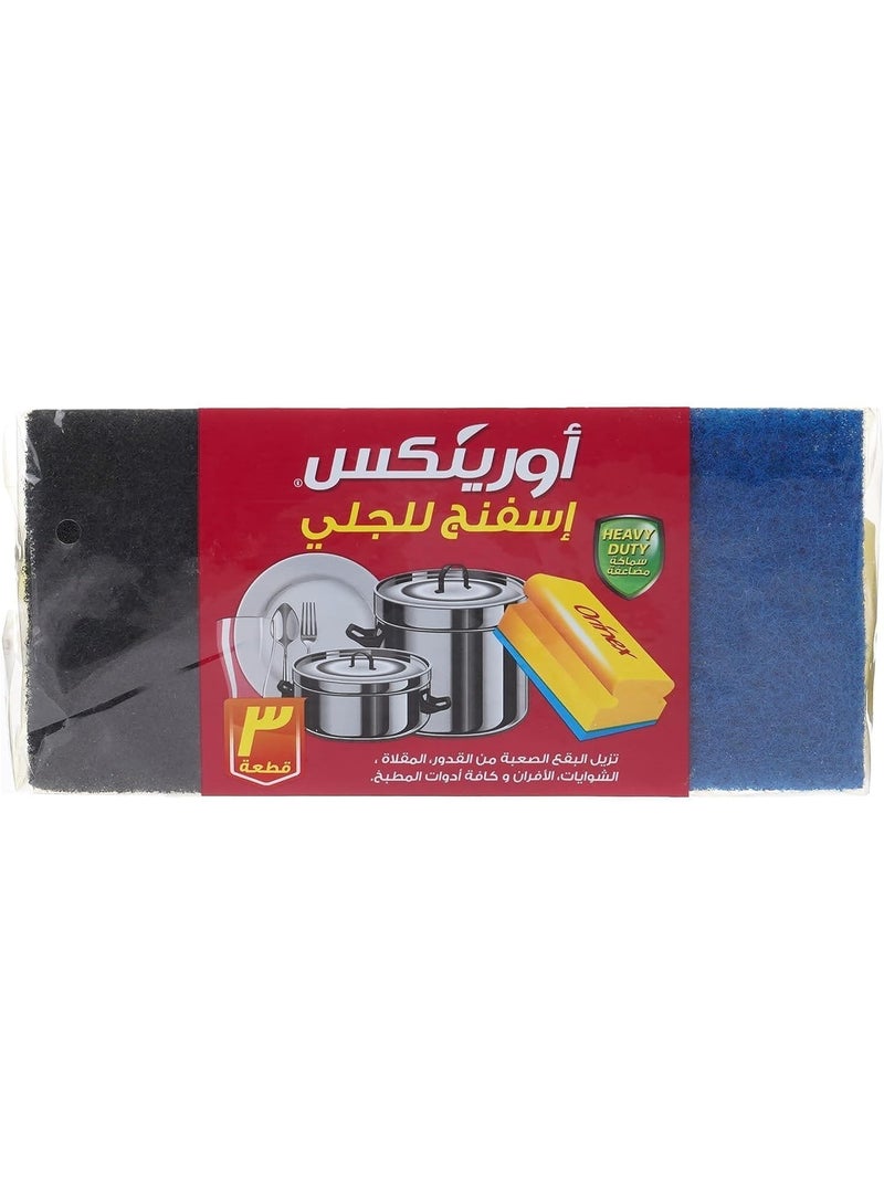 اسفنج غسيل الاواني المنزلية ، 3 قطع من اورينكس، متعددة الالوان
