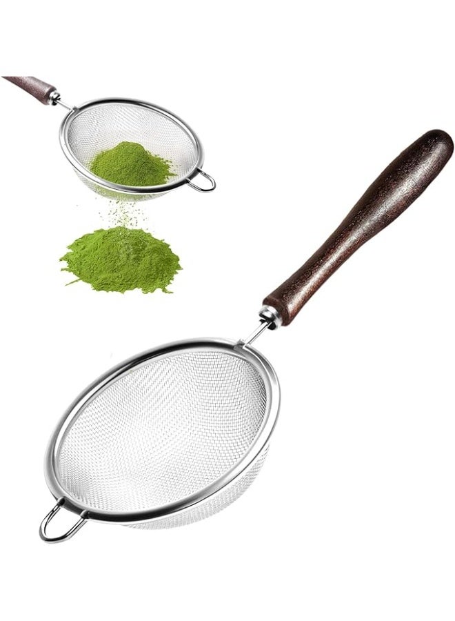 Arabest 3pcs Matcha Sifter - Precision 30-Mesh Stainless Steel Fine Powder Strainer, Wooden Handle, 3-Inch Small Metal Sieve for Tea Ceremony & Cocoa, Hand Wash Recommended - Image 1