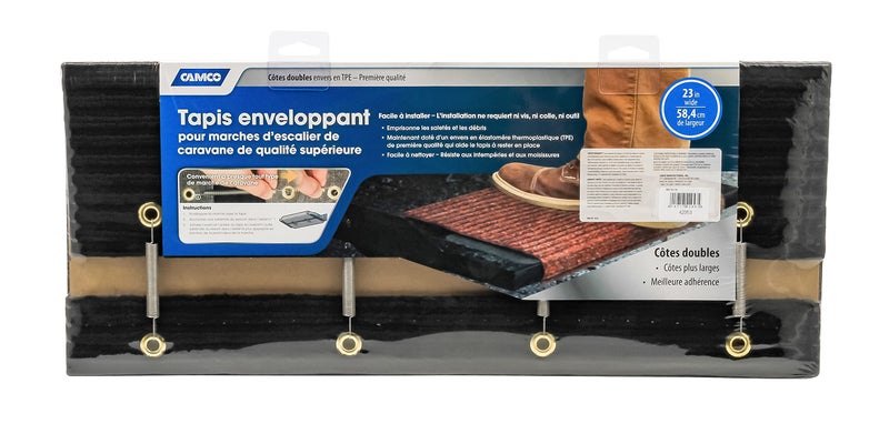 Camco سجادة خطوات كامكو 42953 (محيط مزدوج محزز، 100% بوليستر (18" x 23") - أسود) - Image 3