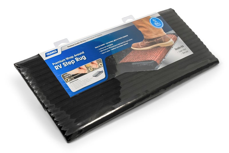 Camco سجادة خطوات كامكو 42953 (محيط مزدوج محزز، 100% بوليستر (18" x 23") - أسود) - Image 2