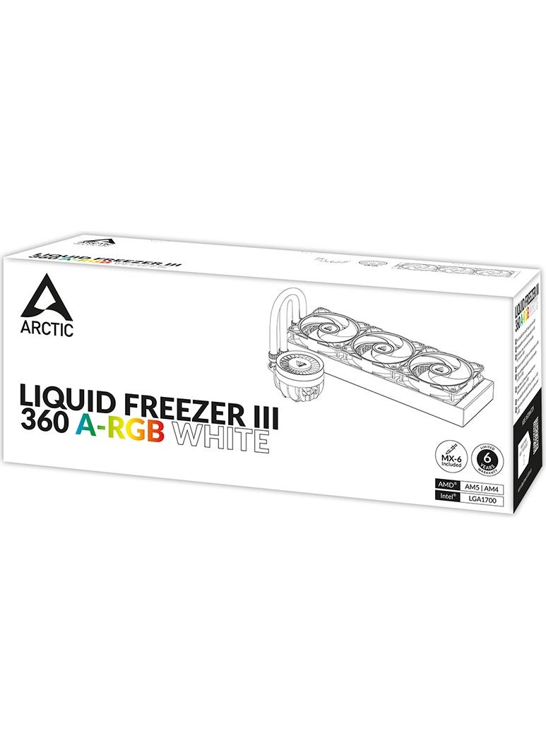 Arctic - Liquid Freezer III - 360 A-Rgb Intel / Amd Compatible, 360MM Radiator, 3X12CM P12 Pwm Fan, Liquid Processor Cooler White (AR-ACFRE00152A) - Image 1