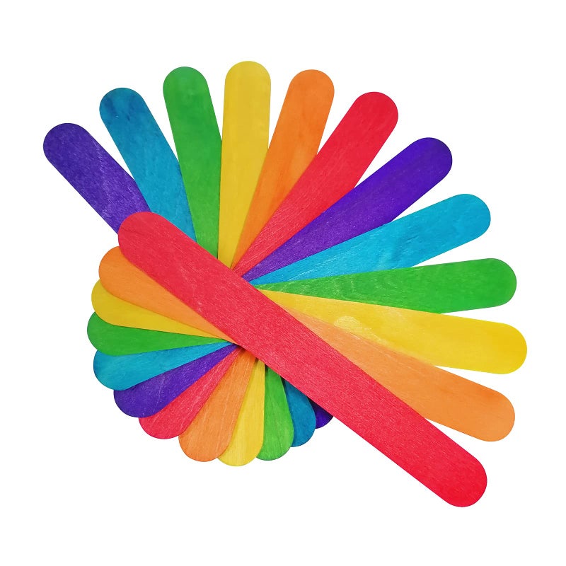 KTOJOY 6â€ 100 Pcs Colored Jumbo Wooden Craft Sticks Wooden Popsicle Colored Craft Sticks Stick 3/4â€Wide Treat Sticks Ice Pop Sticks for DIY Craftsï¼ŒHome Art Projects, Classroom Art Supplies - Image 4