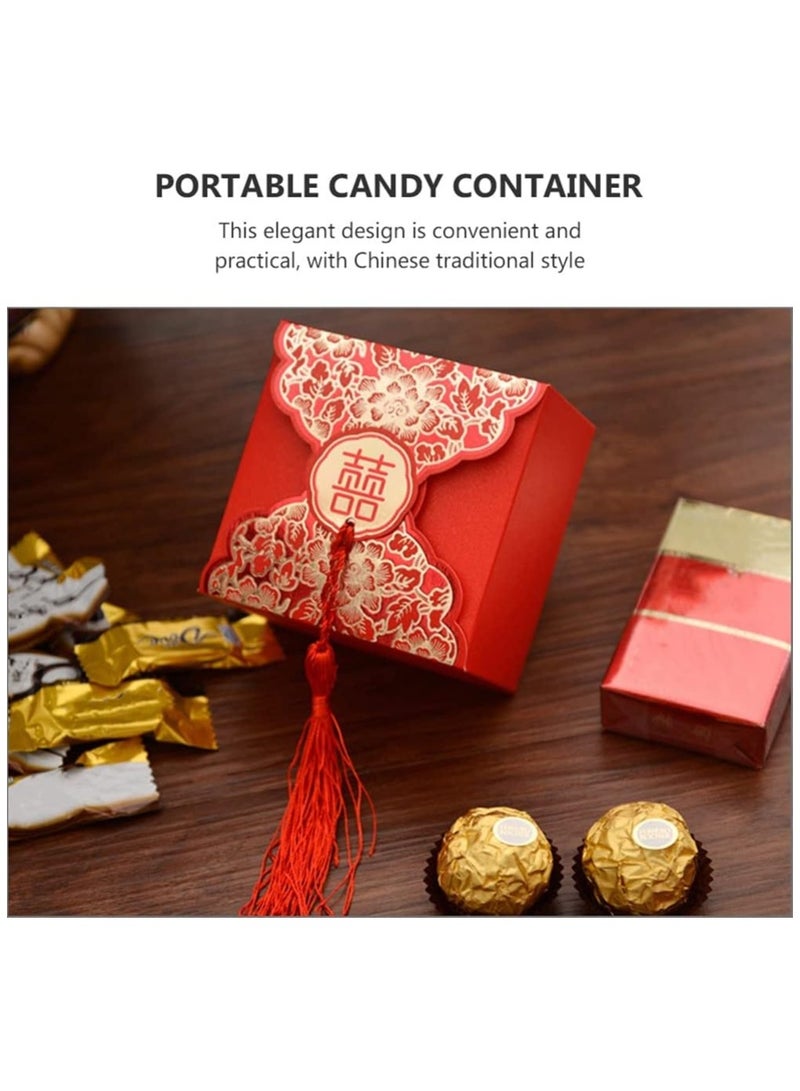 general 20 Pieces Wedding Party Favour Box Chinese Box Xi Candy Chocolate Gift Box with Tassel Wedding Baby Shower Birthday Party - Image 2