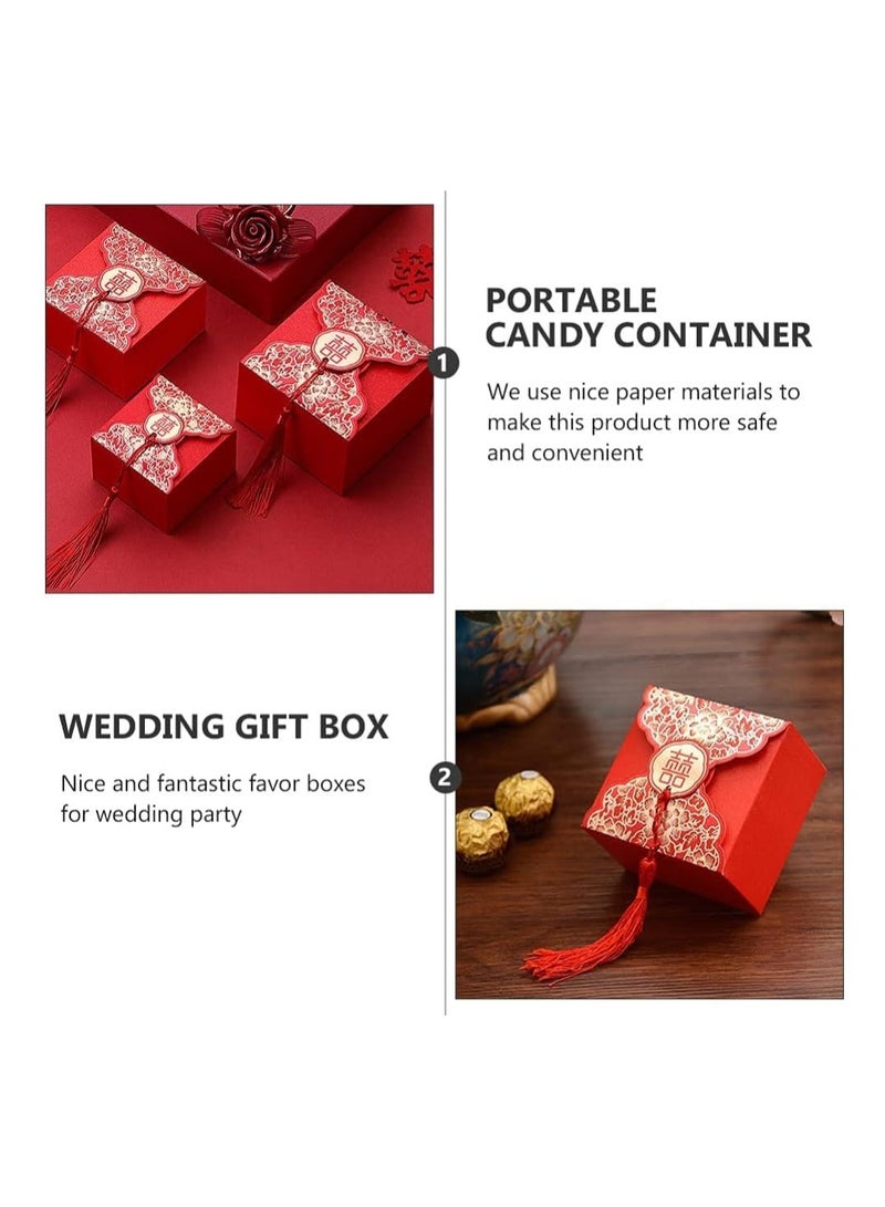 general 20 Pieces Wedding Party Favour Box Chinese Box Xi Candy Chocolate Gift Box with Tassel Wedding Baby Shower Birthday Party - Image 3