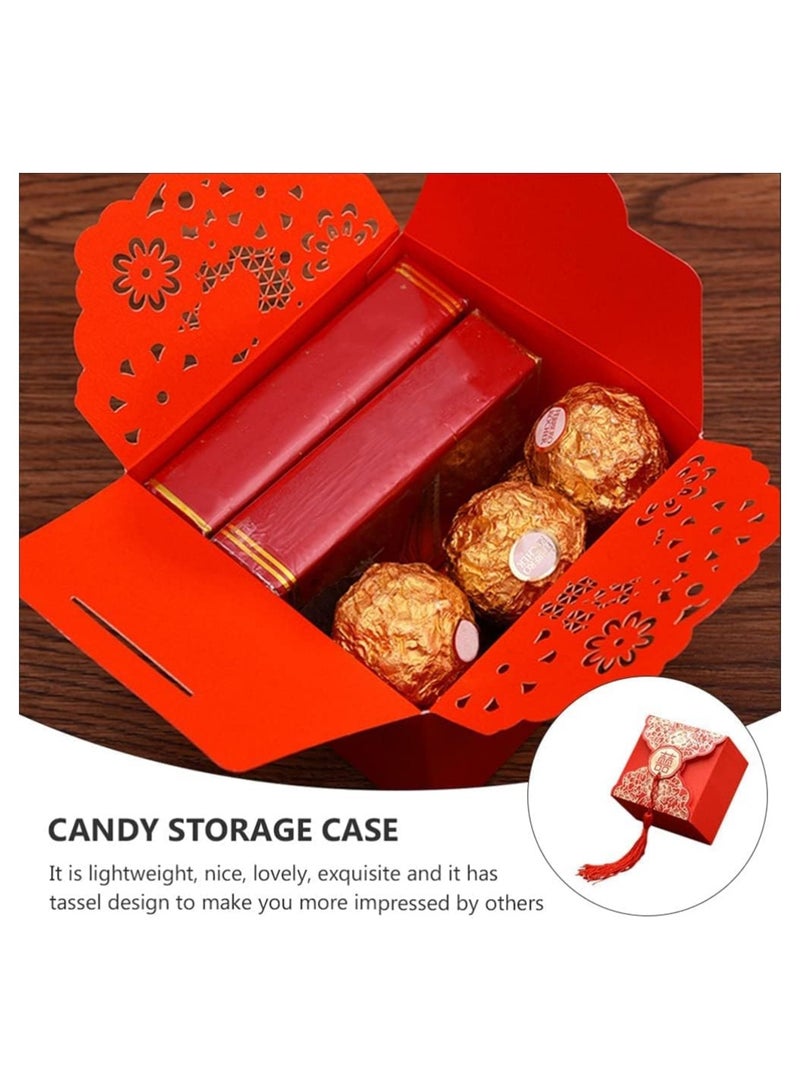 general 20 Pieces Wedding Party Favour Box Chinese Box Xi Candy Chocolate Gift Box with Tassel Wedding Baby Shower Birthday Party - Image 4