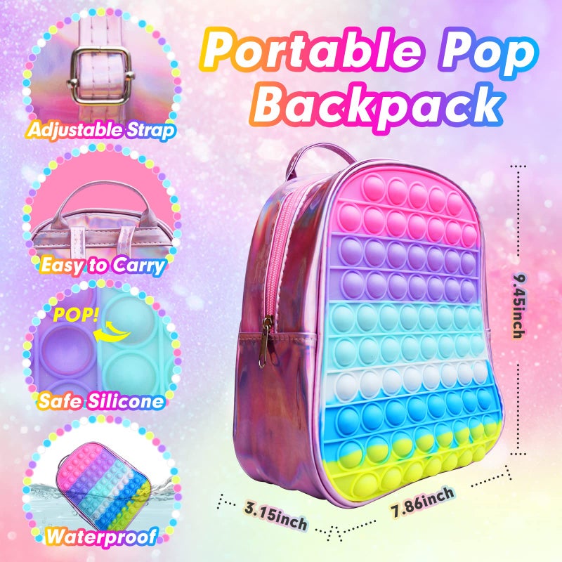 BuQueHM Pop Fidget Backpack for Girls Pop it Bagspop it Notebook and Unicorn Pencil Case for Kids Fidget School Supplies Stress Relief Great Birthday Present Gift for Kids - Image 3