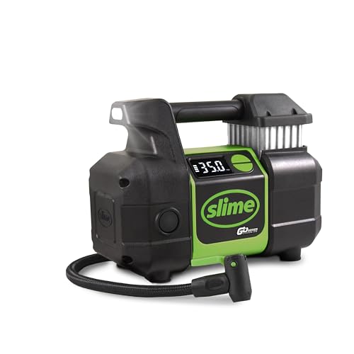 Slime 40086 Tire Inflator Cordless Pro Power Portable Air Compressor Pump Auto ShutOff Lithium Ion Battery and LED Light Rechargeable 3 min inflation - Image 1