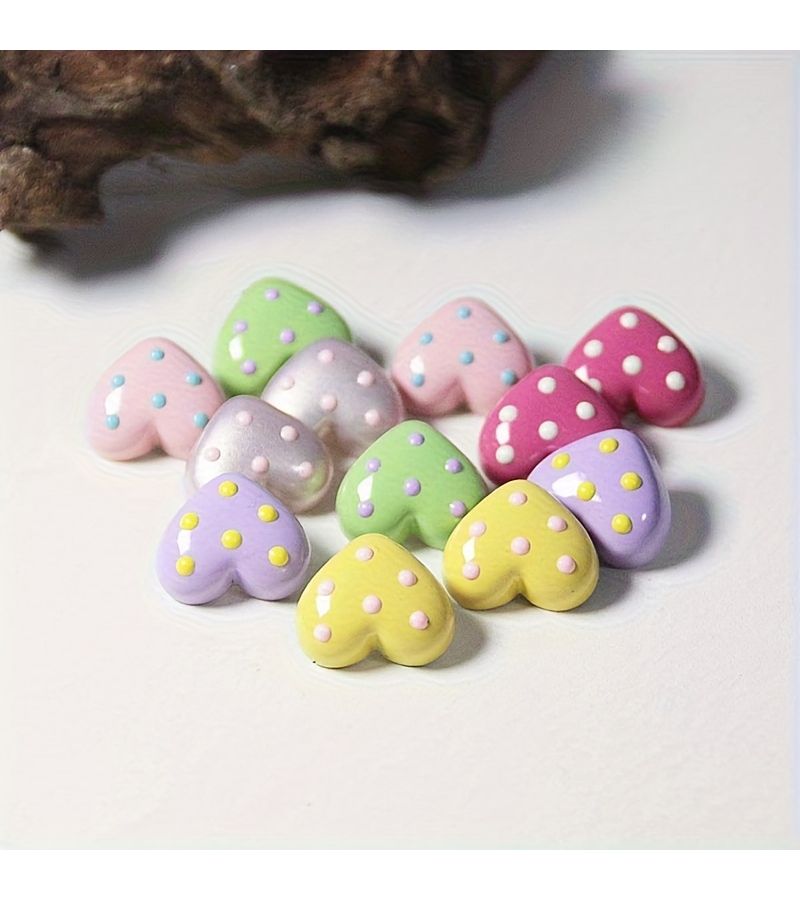 Rose Red Resin Cartoon Polka Dot Heart Shank Buttons 5pcs for DIY Sewing Clothes Decoration - Image 1