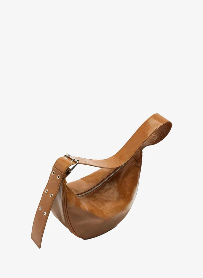 PARFOIS Leather Hobo Bag With Studs