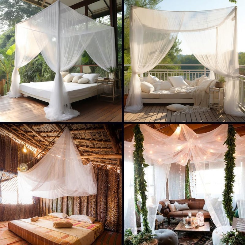Universal Backpackers Mosquito Net for Single to King-Sized Beds – 2 Side Openings & 6 Hanging Loops – Decorative Rectangular Shape for Home & Travel – Bed Canopy Hanging Kit & Carrying Bag Included - Image 3