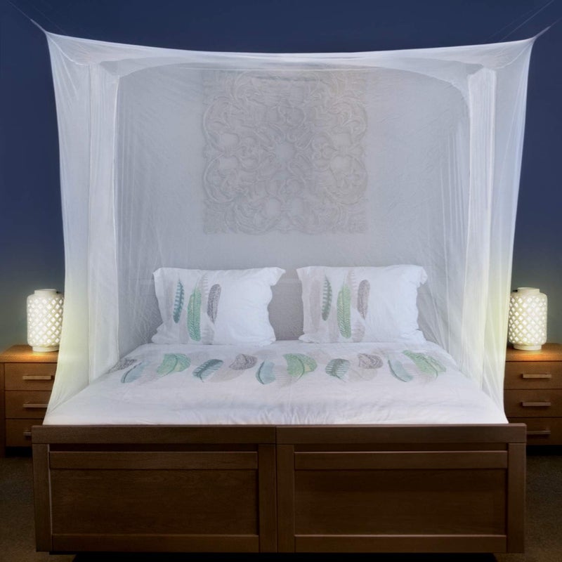 Universal Backpackers Mosquito Net for Single to King-Sized Beds – 2 Side Openings & 6 Hanging Loops – Decorative Rectangular Shape for Home & Travel – Bed Canopy Hanging Kit & Carrying Bag Included - Image 1