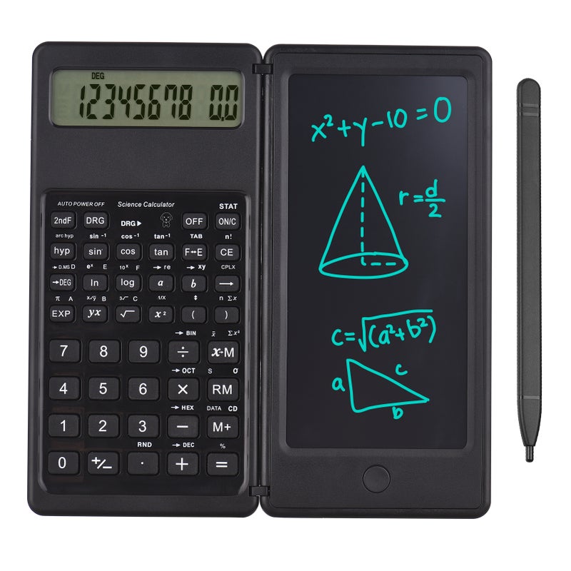 Calculator with LCD Writing Tablet Desktop Calculators 10 Digits Display with Stylus Erase Button Thin and Foldable Design for Daily and Basic Office - Image 1
