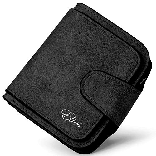 Elios Compact Soft PU Leather Ladies Small Pocket Wallet RFID Blocking | Credit Card Holder |Organizer |Purse |Wallet for Women and Girls with 6 Card Slots (Black) - Image 1